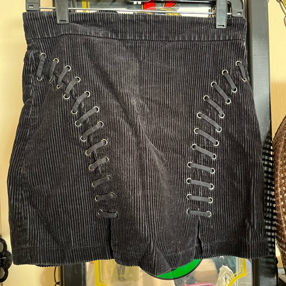 Black Corduroy skirt with laced pattern